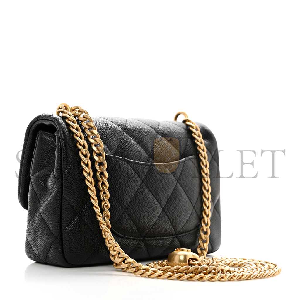 CHANEL CAVIAR QUILTED MINI SWEETHEART RECTANGULAR FLAP BLACK (19*12*8cm)